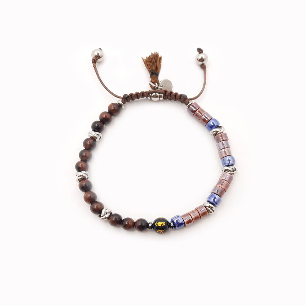 Lung-Ta Bracciale Ceramica Heischi e Occhioi di Tigre