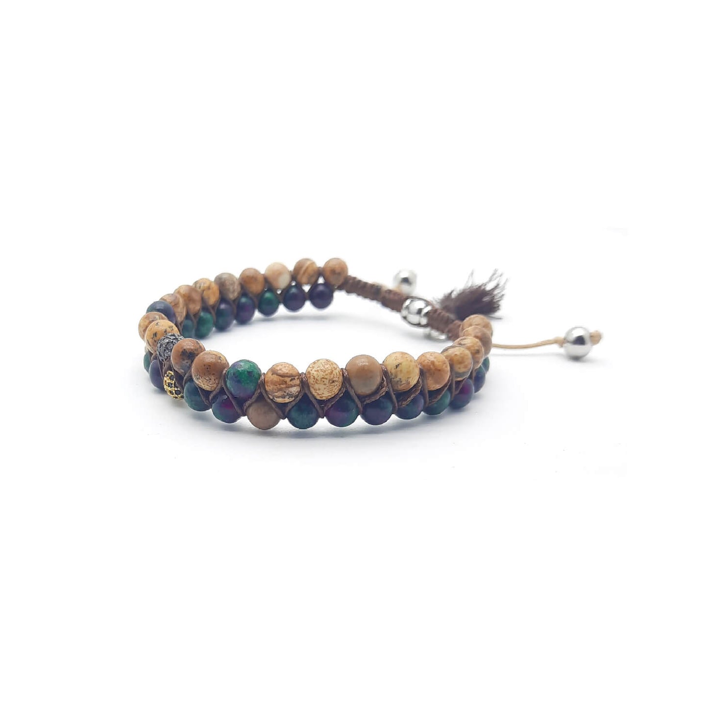 TaRa Ek saaht Bracciale con Paesina e Rubizoisite bracciale tibetana pietre naturali fatto a mano in Italia Uomo negozio a Este e on-line
