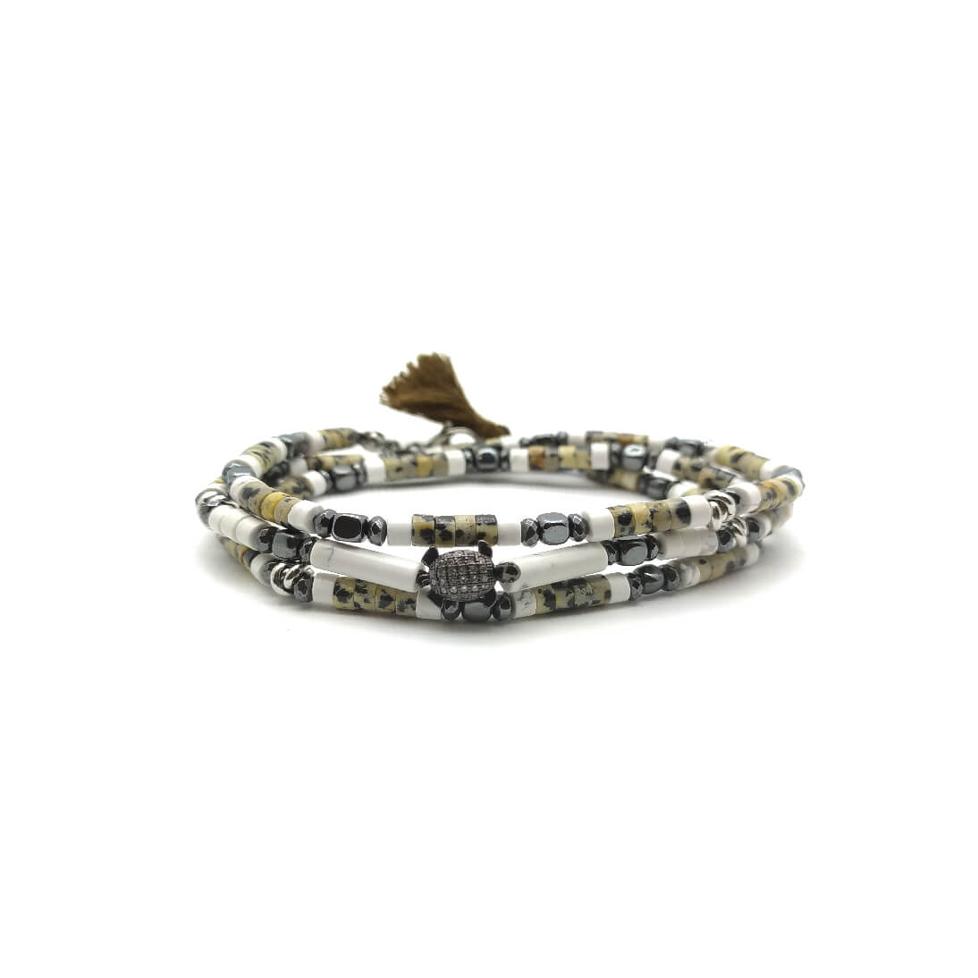 TaRa Dàimào-Bracciale con Diaspro Aulite bracciale collana tibetana pietre naturali fatto a mano in Italia Uomo negozio a Este e on-line