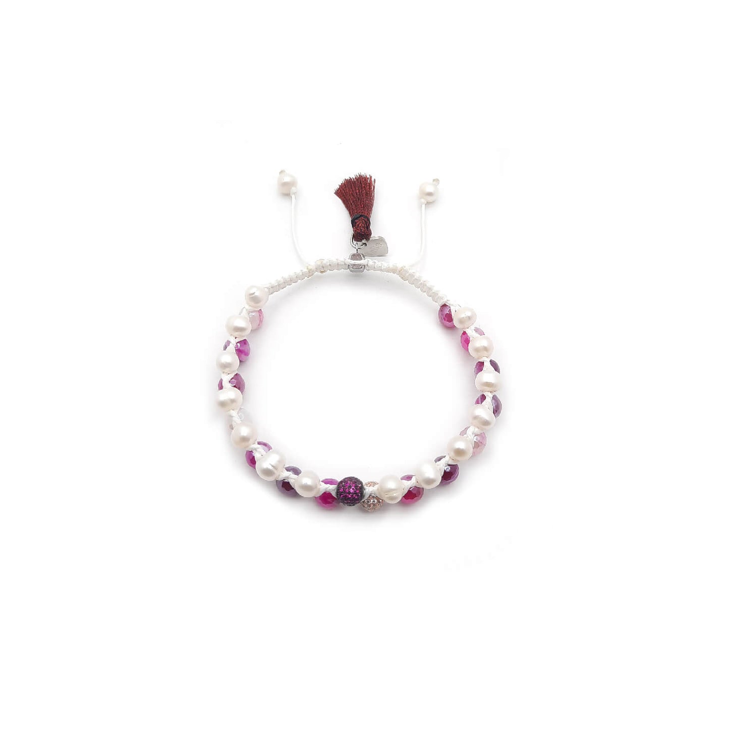 TaRa Ek Saaht Bracciale in argento 925% con pietre naturali Agata galvanizzata e Perle naturali acqua dolce significato spirituale del tibetano fatto a mano in Italia e on line store in centro a Este da Gioielli D'Este a prezzi scontati.