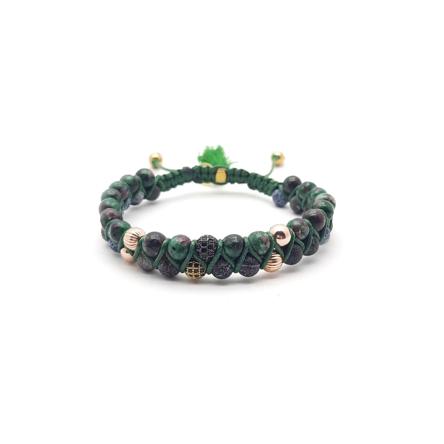TaRa Ek saaht -Bracciale con Argento 925% Occhio di tigre Agata bracciale tibetano pietre naturali argento fatto a mano in Italia