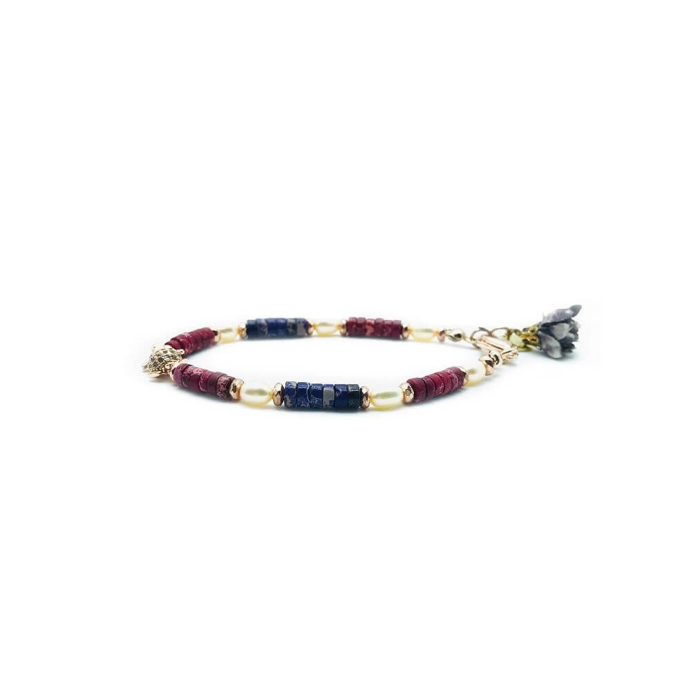 TaRa Dàimào-Bracciale con Diaspro Sodalite Perla A++ bracciale collana tibetana pietre naturali argento fatto a mano in Italia