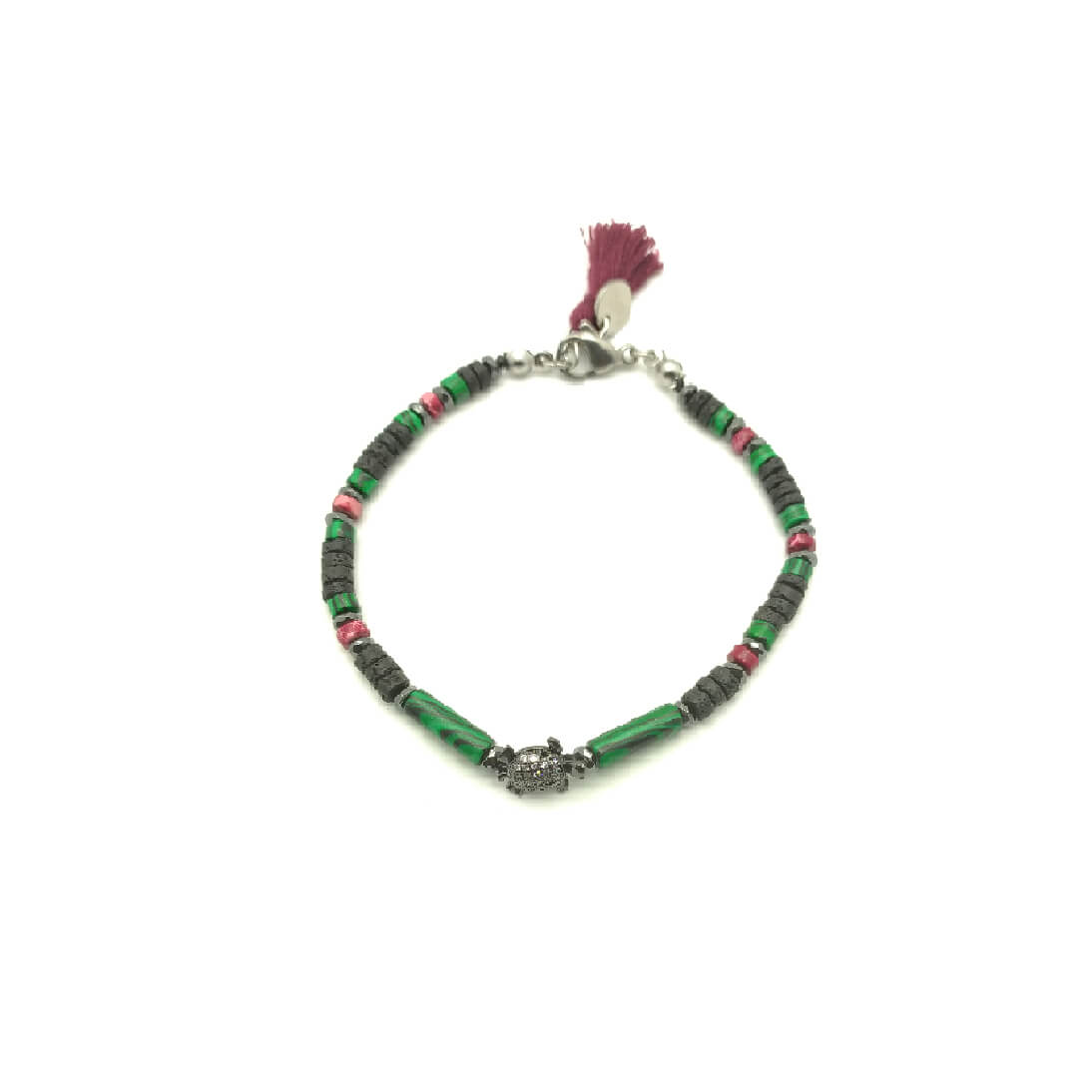 TaRa Dàimào-Bracciale con Malachite pietra lavica bracciale collana tibetana pietre naturali fatto a mano in Italia Uomo negozio a Este e on-line