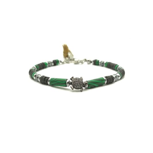 TaRa Dàimào-Bracciale con Lavica Malachite bracciale collana tibetana pietre naturali fatto a mano in Italia Uomo negozio a Este e on-line