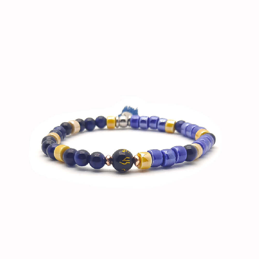 Lung-Ta Bracciale Ceramica Heischi e Lapislazzulo