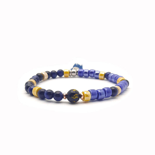 Lung-Ta Bracciale Ceramica Heischi e Lapislazzulo