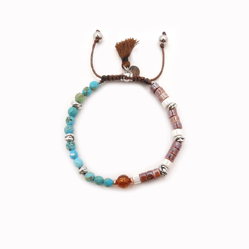 Lung-Ta Bracciale Ceramica Heischi e Turchese