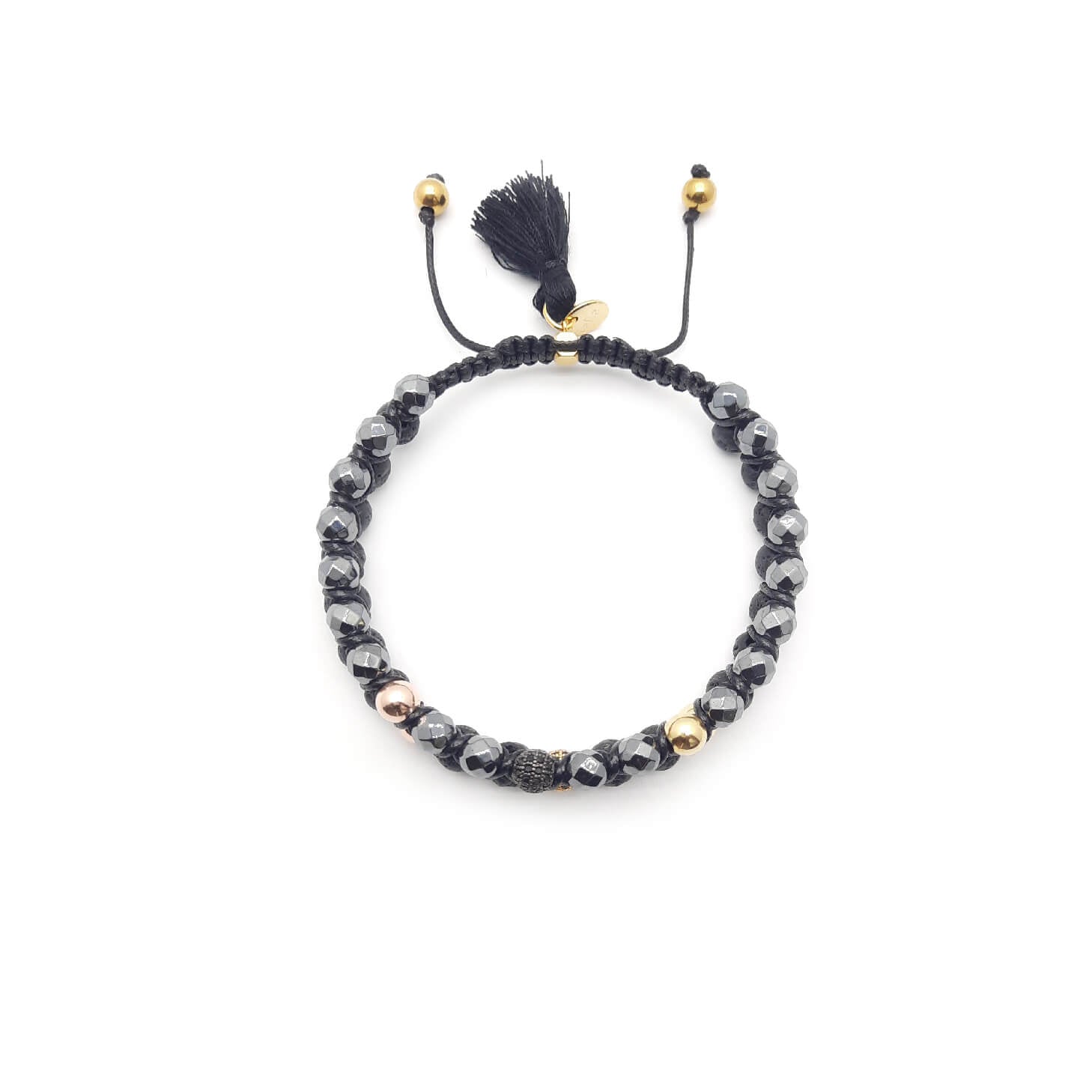 aRa Ek saaht -Bracciale con Ematite e pietra Lavica bracciale tibetano pietre naturali argento fatto a mano in Italia
