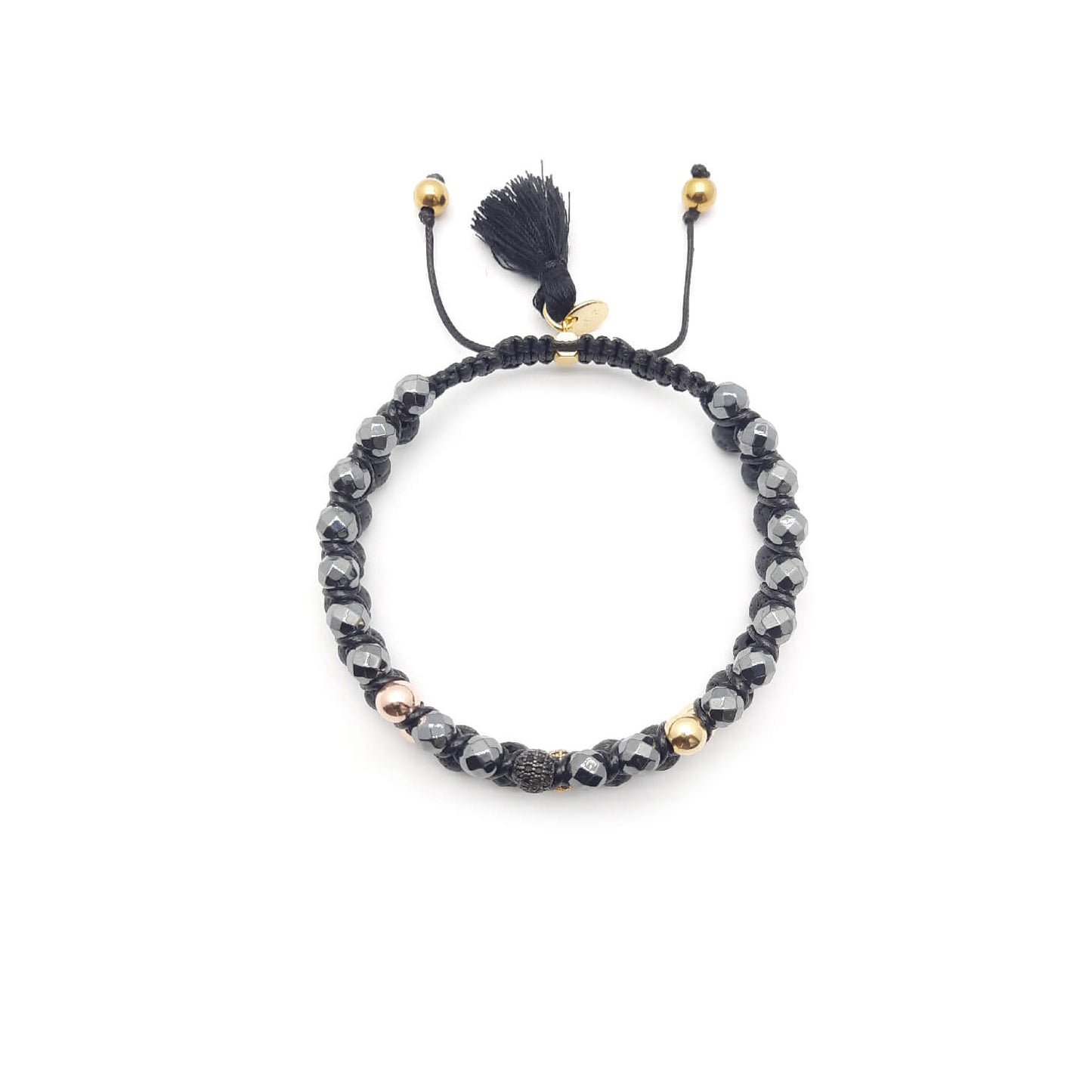 aRa Ek saaht -Bracciale con Ematite e pietra Lavica bracciale tibetano pietre naturali argento fatto a mano in Italia