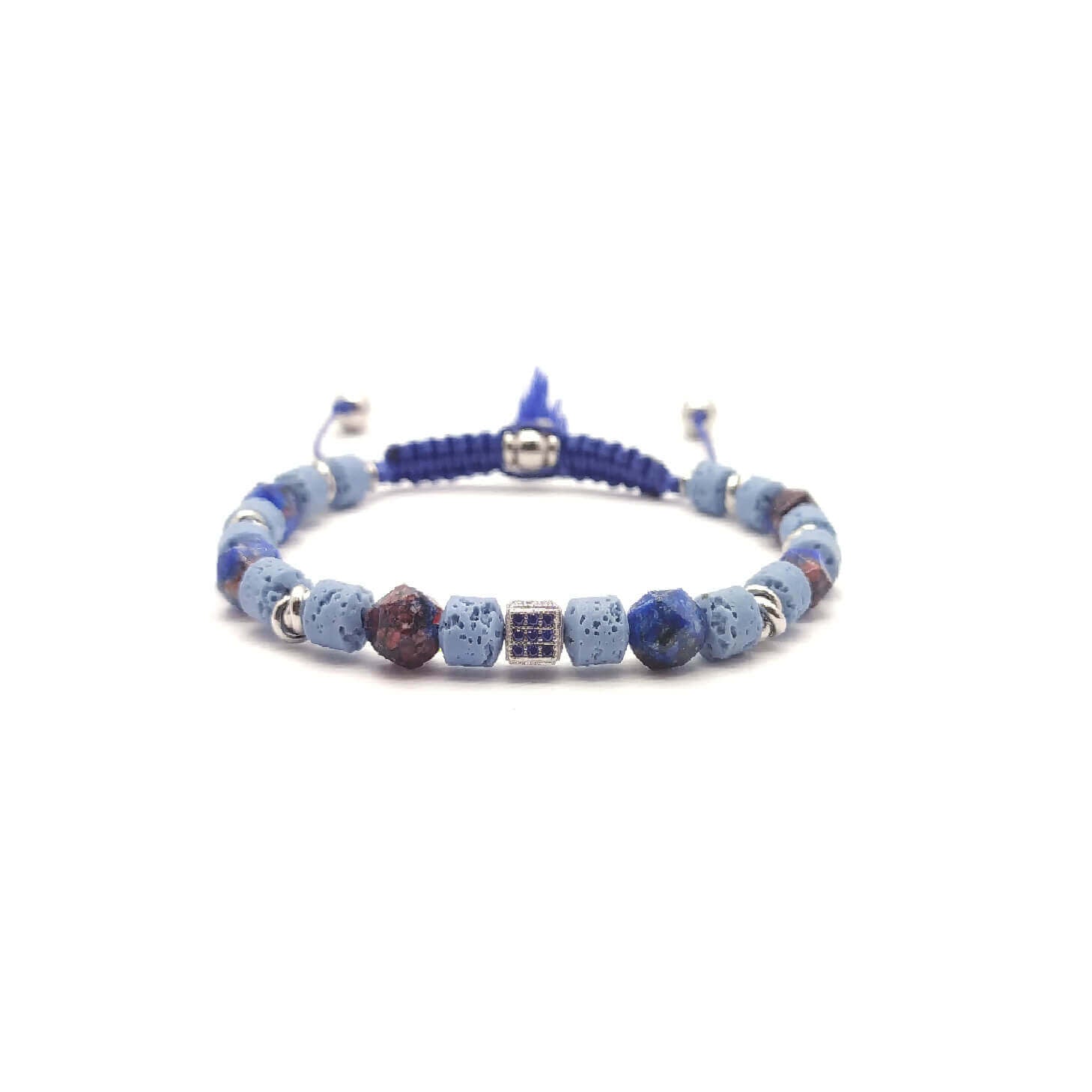 TaRa Keval Bracciale con Argento 925% Diaspro Pietra Lavica bracciale tibetano pietre naturali argento fatto a mano in Italia on line e in centro a Este da Gioielli D'Este