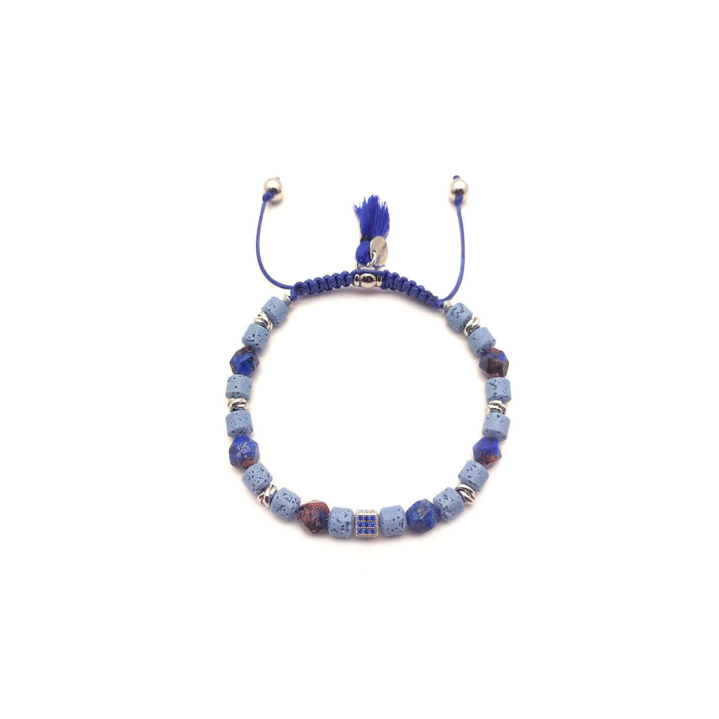 TaRa Keval Bracciale con Argento 925% Diaspro Pietra Lavica bracciale tibetano pietre naturali argento fatto a mano in Italia on line e in centro a Este da Gioielli D'Este