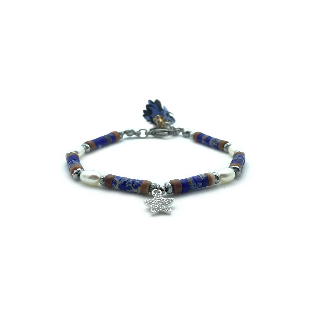TaRa Dàimào-Bracciale con Diaspro Sodalite Perla A++ bracciale collana tibetana pietre naturali argento fatto a mano in Italia