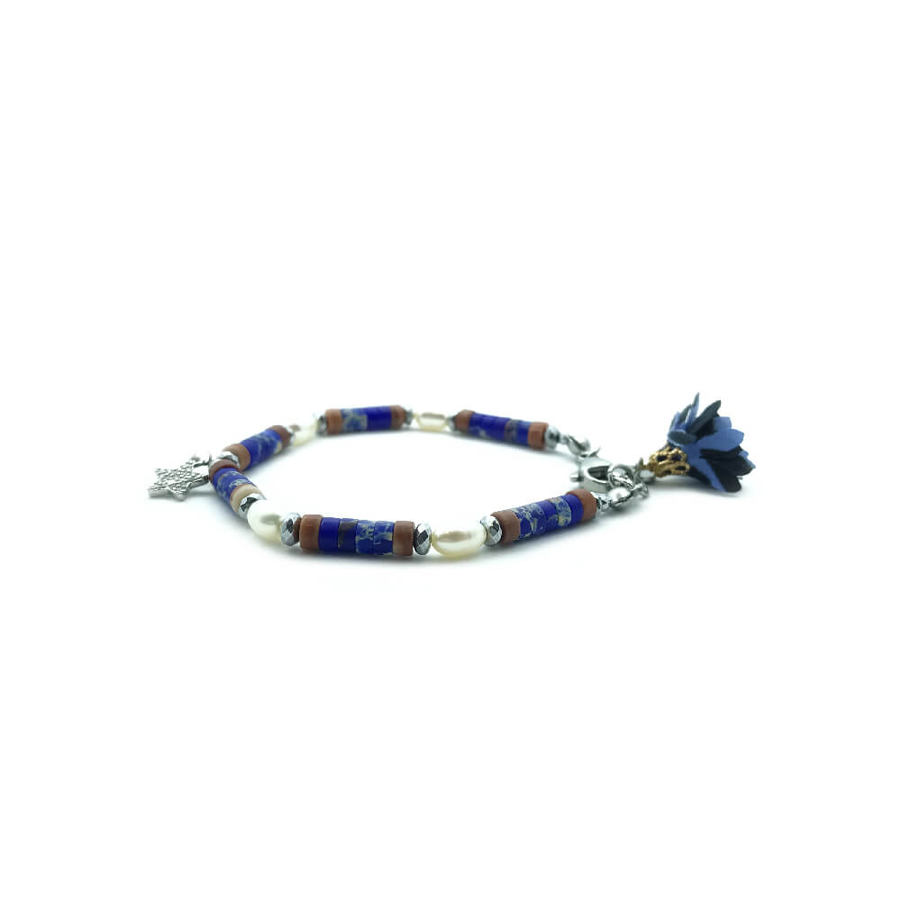 TaRa Dàimào-Bracciale con Diaspro Sodalite Perla A++ bracciale collana tibetana pietre naturali argento fatto a mano in Italia