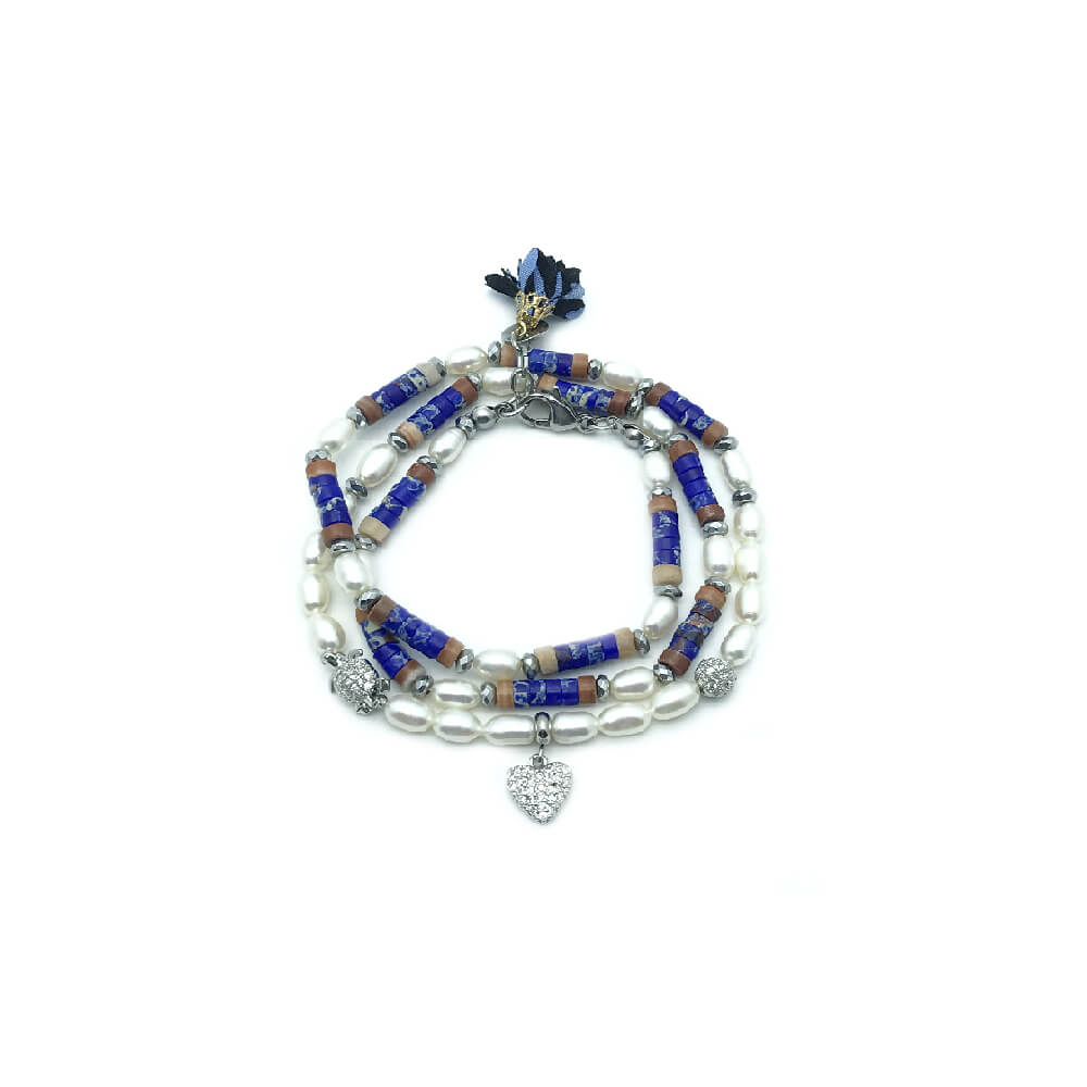 TaRa Dàimào-Bracciale con Diaspro Sodalite Perla A++ bracciale collana tibetana pietre naturali argento fatto a mano in Italia