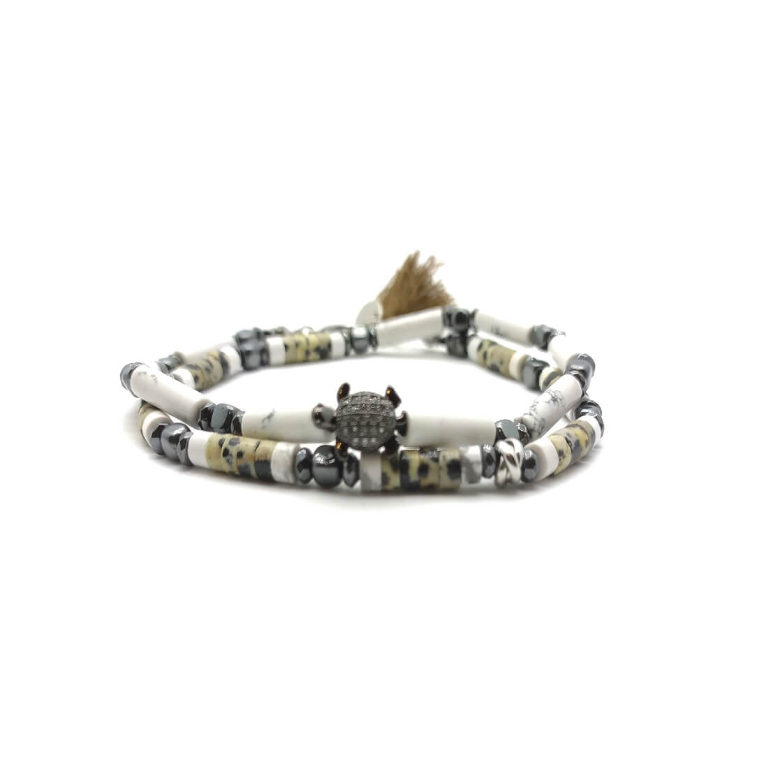 TaRa Dàimào-Bracciale con Diaspro Aulite bracciale collana tibetana pietre naturali fatto a mano in Italia Uomo negozio a Este e on-line