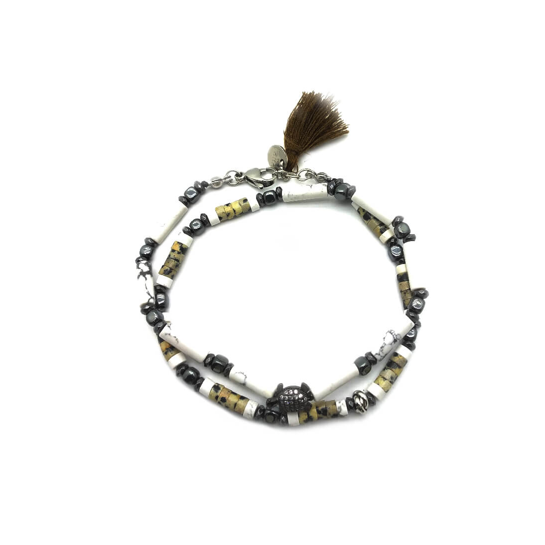 TaRa Dàimào-Bracciale con Diaspro Aulite bracciale collana tibetana pietre naturali fatto a mano in Italia Uomo negozio a Este e on-line