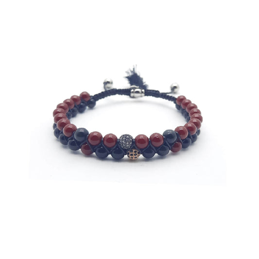 TaRa Ek saaht Bracciale con Onice Agata bracciale tibetana pietre naturali fatto a mano in Italia Uomo negozio a Este e on-line