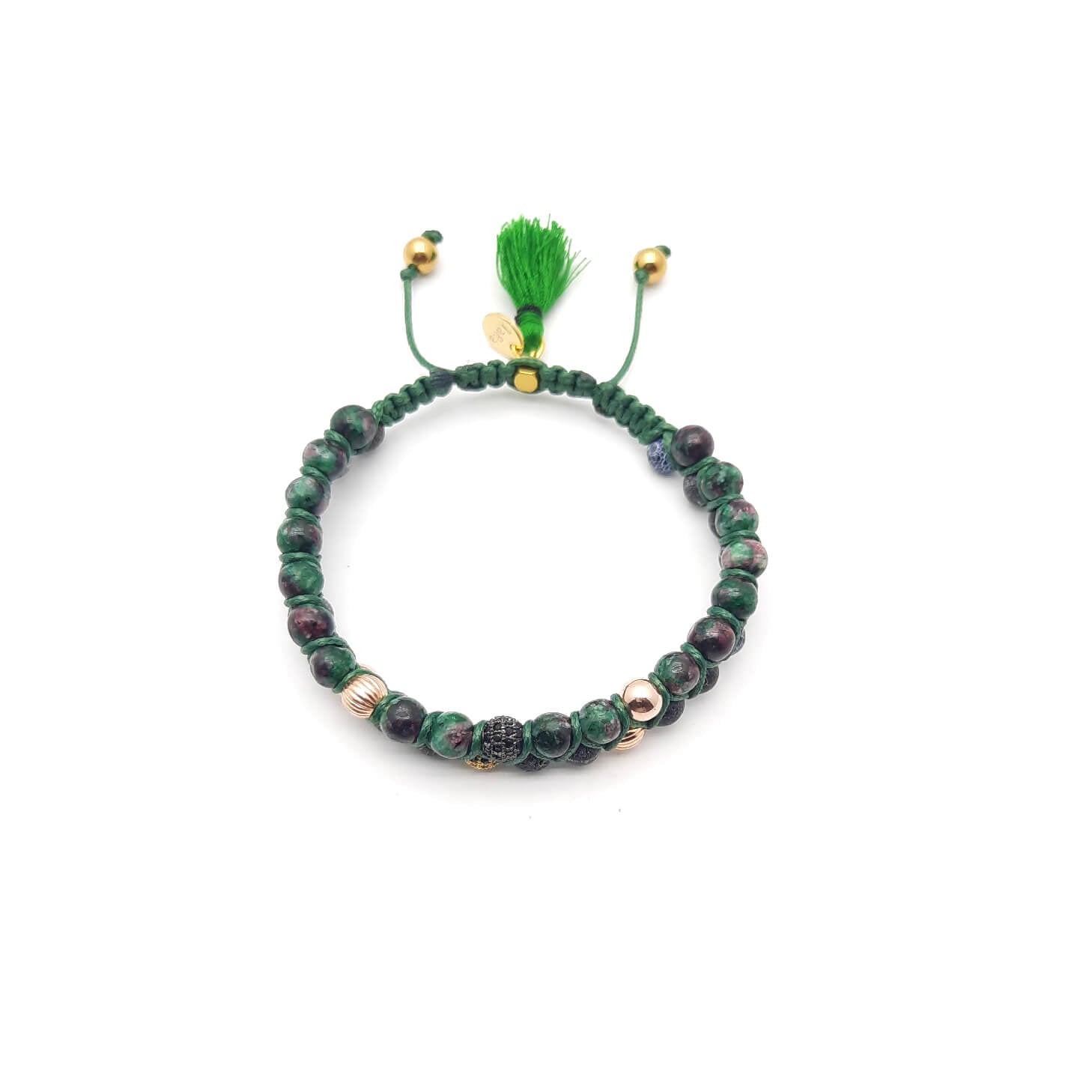 TaRa Ek saaht -Bracciale con Argento 925% Occhio di tigre Agata bracciale tibetano pietre naturali argento fatto a mano in Italia