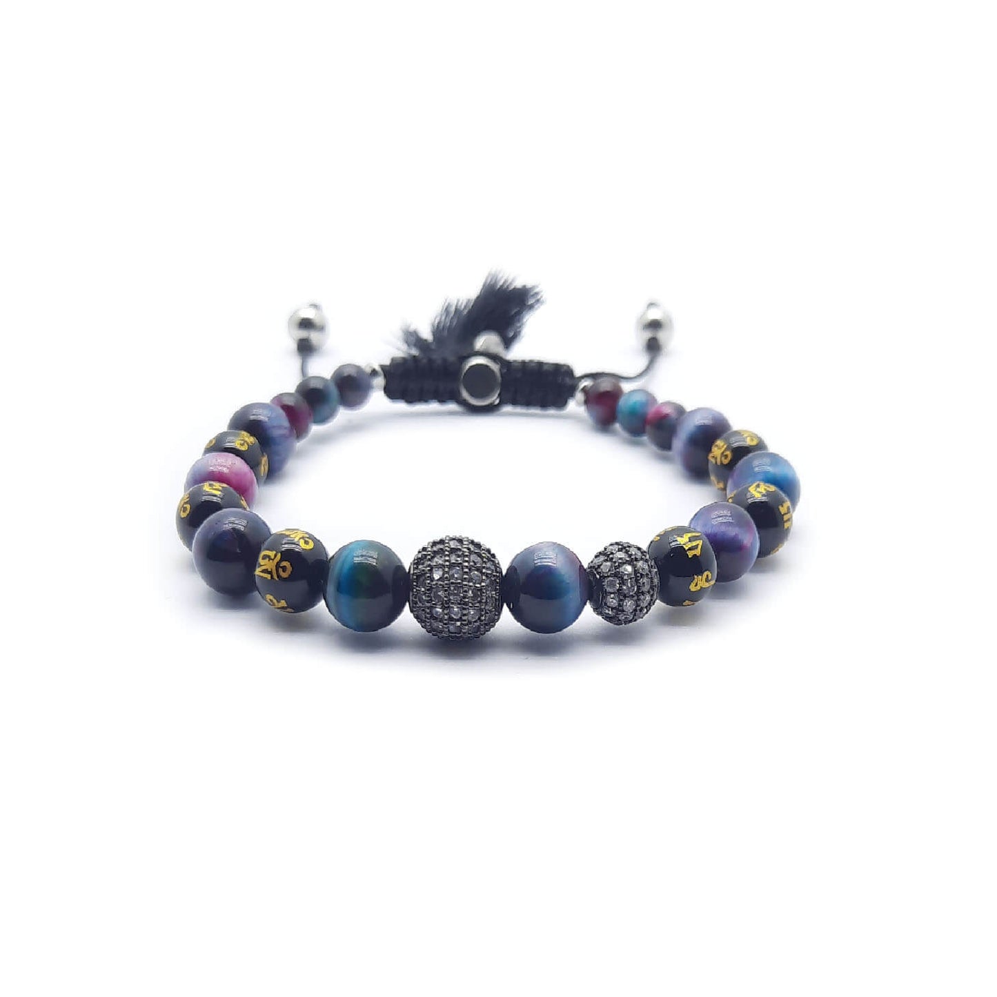Om Bracciale Occhio di Tigre multiciolore