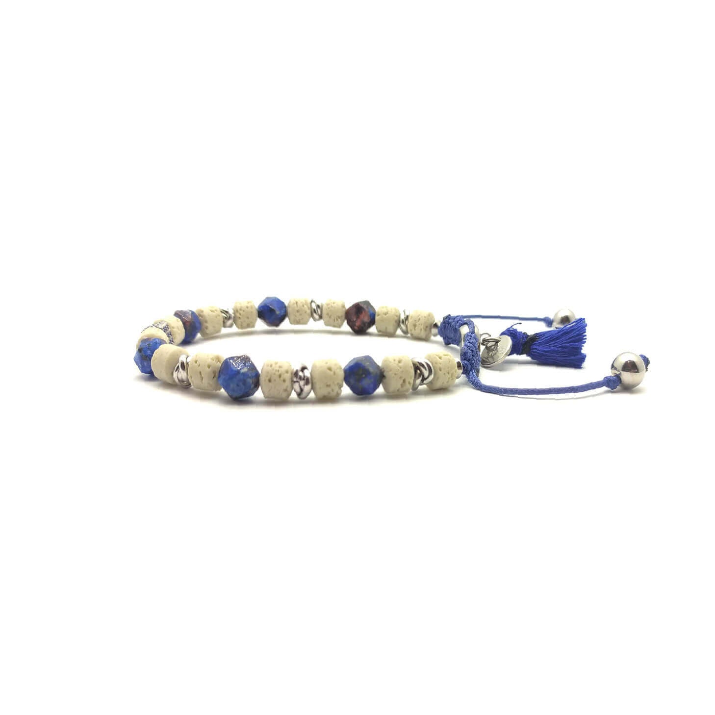 TaRa Keval Bracciale con Argento 925% Sodalite Pietra Lavica bracciale tibetano pietre naturali argento fatto a mano in Italia on line e in centro a Este da Gioielli D'Este