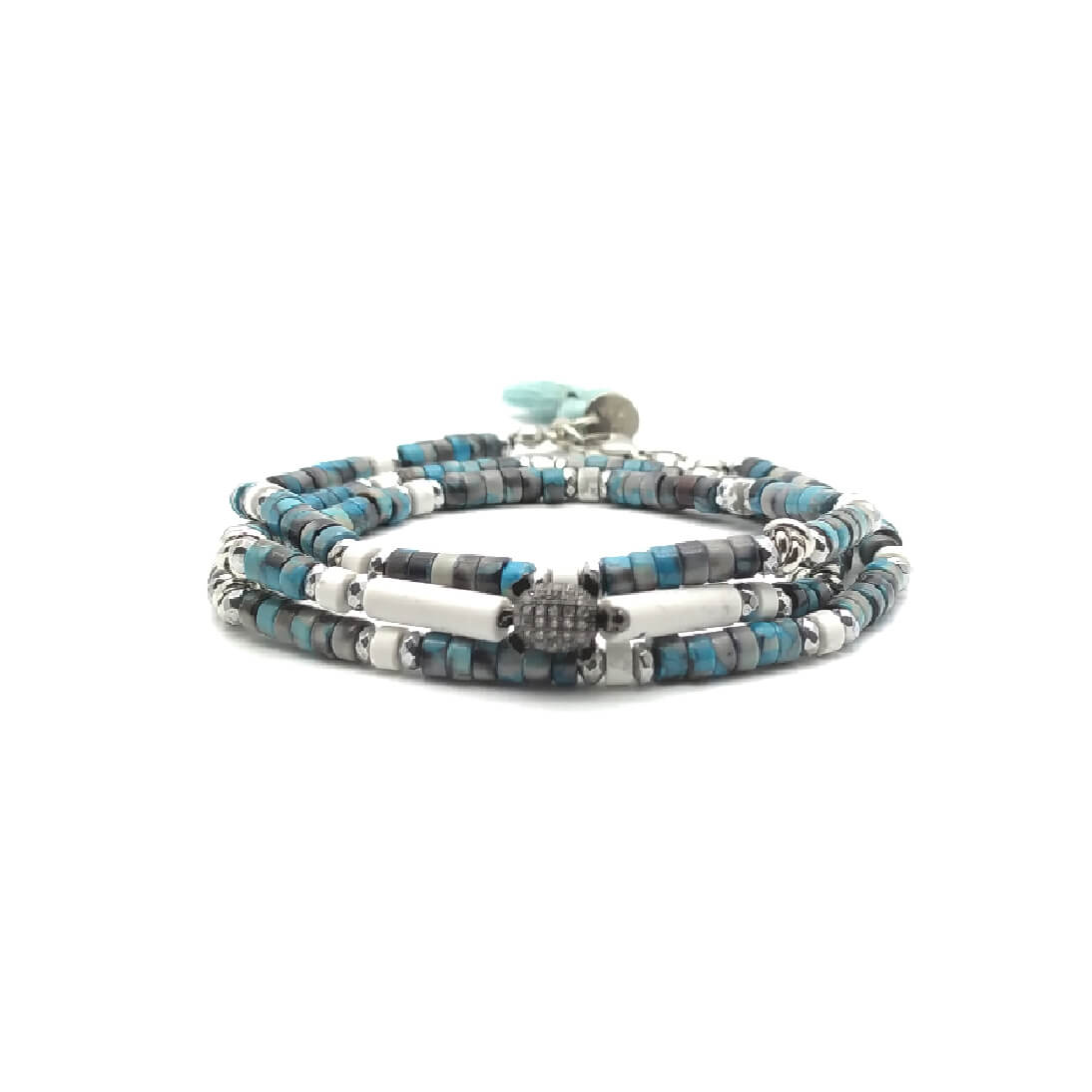 TaRa Dàimào-Bracciale con Aulite Azzurrite bracciale collana tibetana pietre naturali fatto a mano in Italia Uomo negozio a Este e on-line