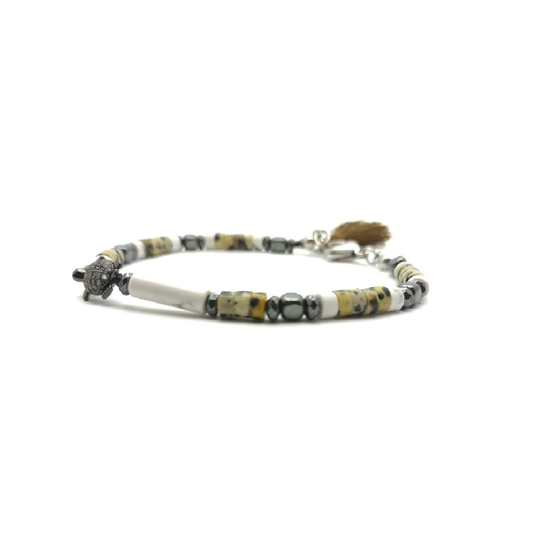 TaRa Dàimào-Bracciale con Diaspro Aulite bracciale collana tibetana pietre naturali fatto a mano in Italia Uomo negozio a Este e on-line