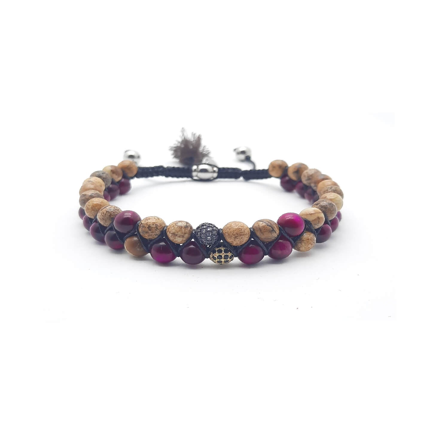 TaRa Ek saaht Bracciale con Paesina e Agata bracciale tibetana pietre naturali fatto a mano in Italia Uomo negozio a Este e on-line