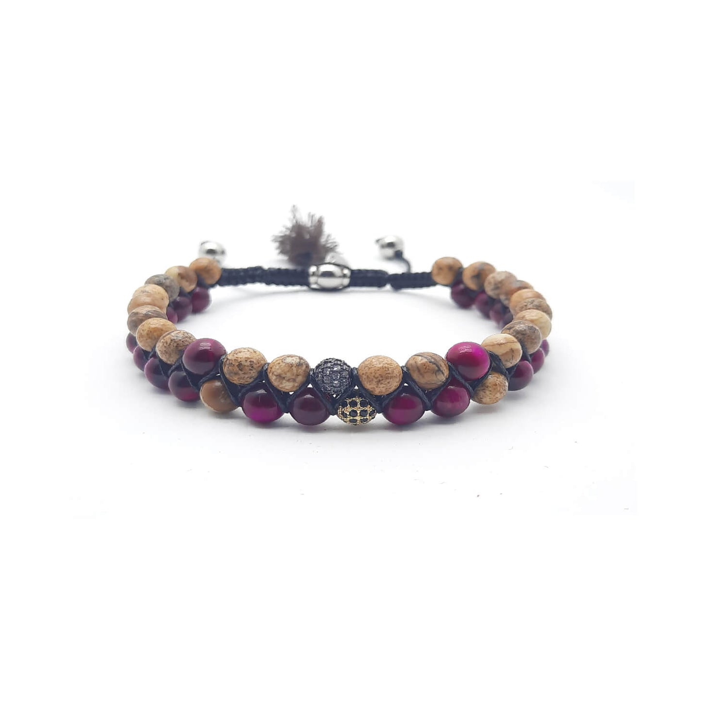 TaRa Ek saaht Bracciale con Paesina e Agata bracciale tibetana pietre naturali fatto a mano in Italia Uomo negozio a Este e on-line