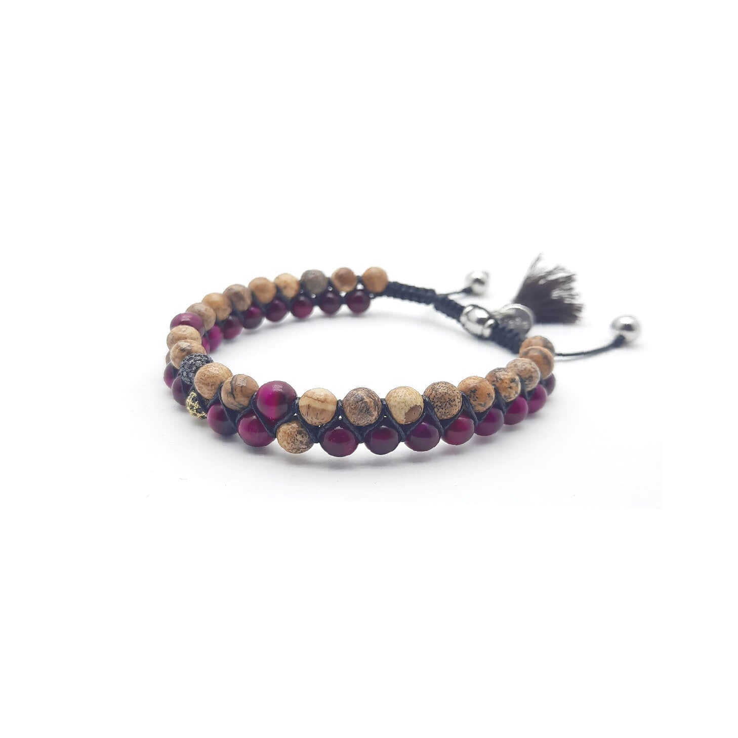 TaRa Ek saaht Bracciale con Paesina e Agata bracciale tibetana pietre naturali fatto a mano in Italia Uomo negozio a Este e on-line
