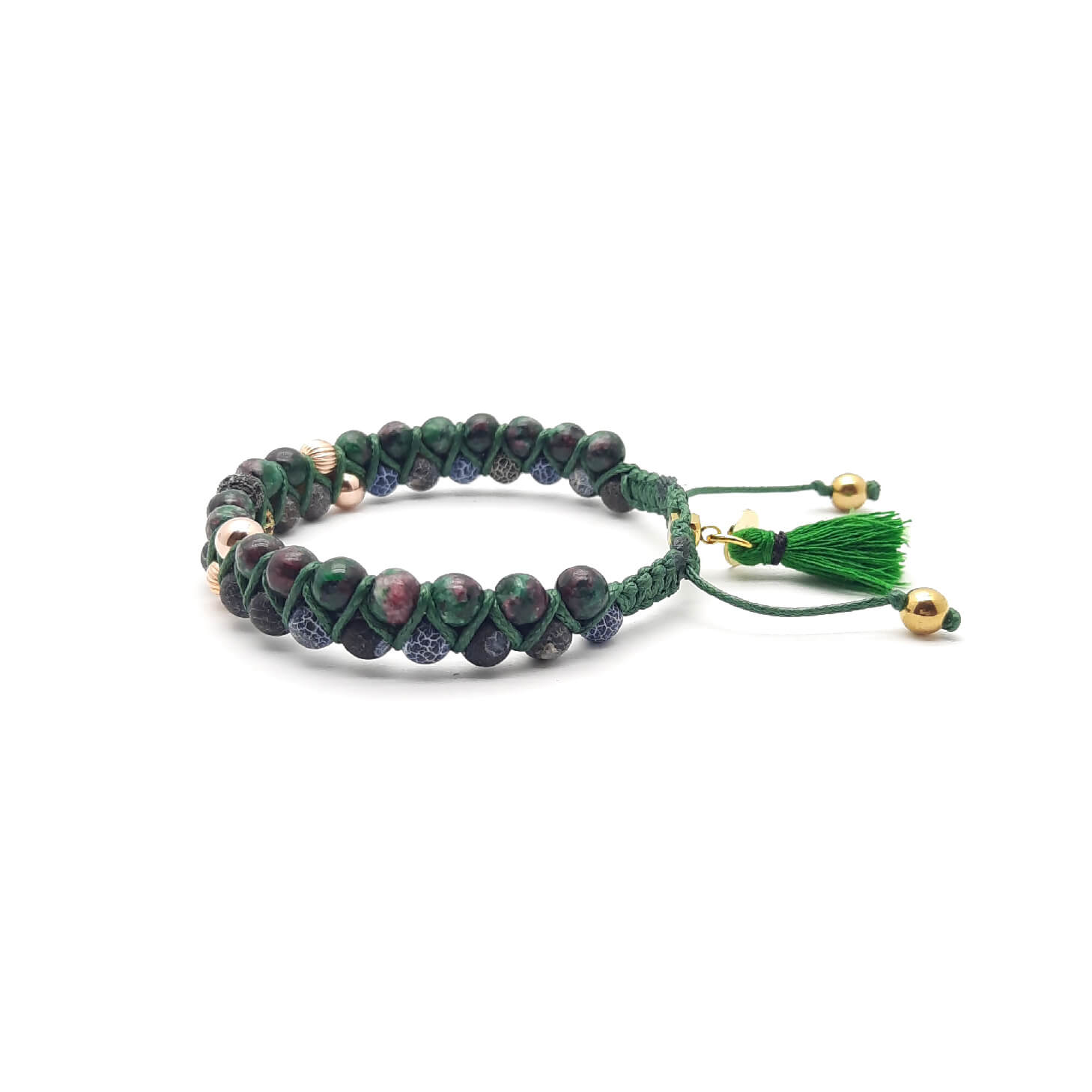 TaRa Ek saaht -Bracciale con Argento 925% Occhio di tigre Agata bracciale tibetano pietre naturali argento fatto a mano in Italia