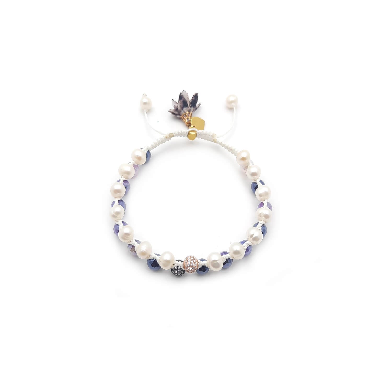 TaRa Ek Saaht Bracciale in argento 925% con pietre naturali Agata galvanizzata e Perle naturali acqua dolce significato spirituale del tibetano fatto a mano in Italia e on line store in centro a Este da Gioielli D'Este a prezzi scontati.