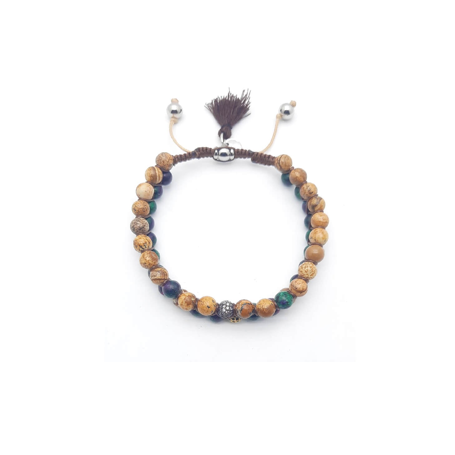 TaRa Ek saaht Bracciale con Paesina e Rubizoisite bracciale tibetana pietre naturali fatto a mano in Italia Uomo negozio a Este e on-line