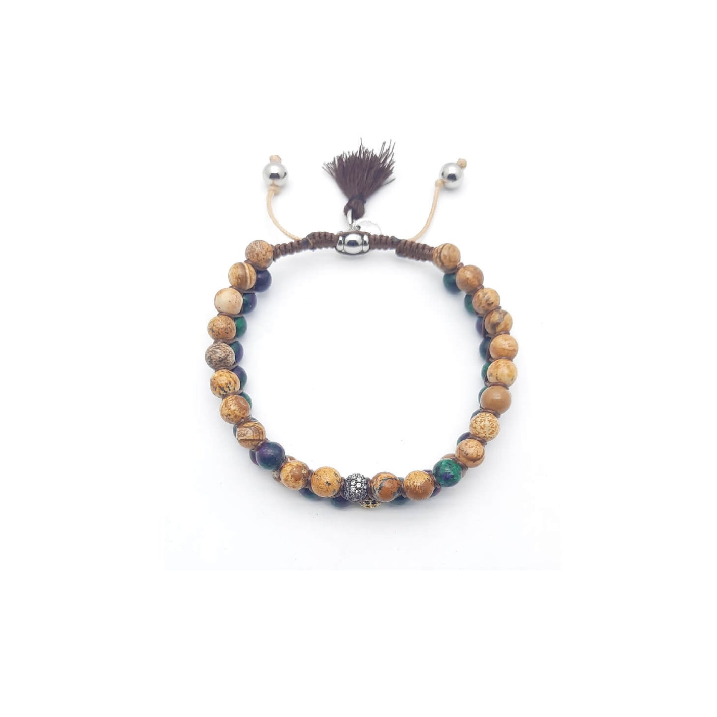 TaRa Ek saaht Bracciale con Paesina e Rubizoisite bracciale tibetana pietre naturali fatto a mano in Italia Uomo negozio a Este e on-line