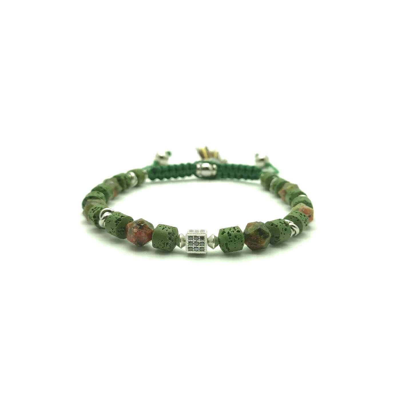 TaRa Keval Bracciale con Argento 925% Avventurina Pietra Lavica bracciale tibetano pietre naturali argento fatto a mano in Italia on line e in centro a Este da Gioielli D'Este