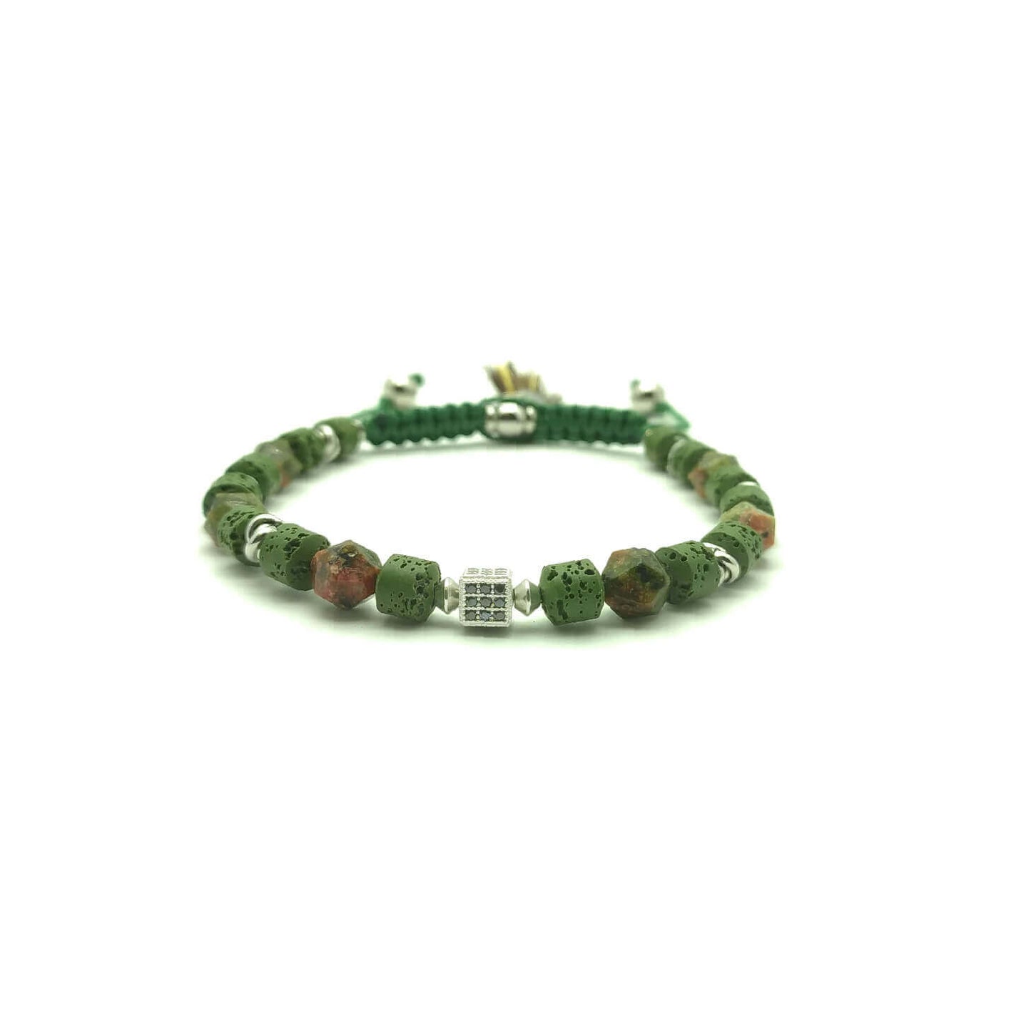 TaRa Keval Bracciale con Argento 925% Avventurina Pietra Lavica bracciale tibetano pietre naturali argento fatto a mano in Italia on line e in centro a Este da Gioielli D'Este