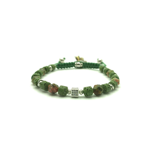 TaRa Keval Bracciale con Argento 925% Avventurina Pietra Lavica bracciale tibetano pietre naturali argento fatto a mano in Italia on line e in centro a Este da Gioielli D'Este