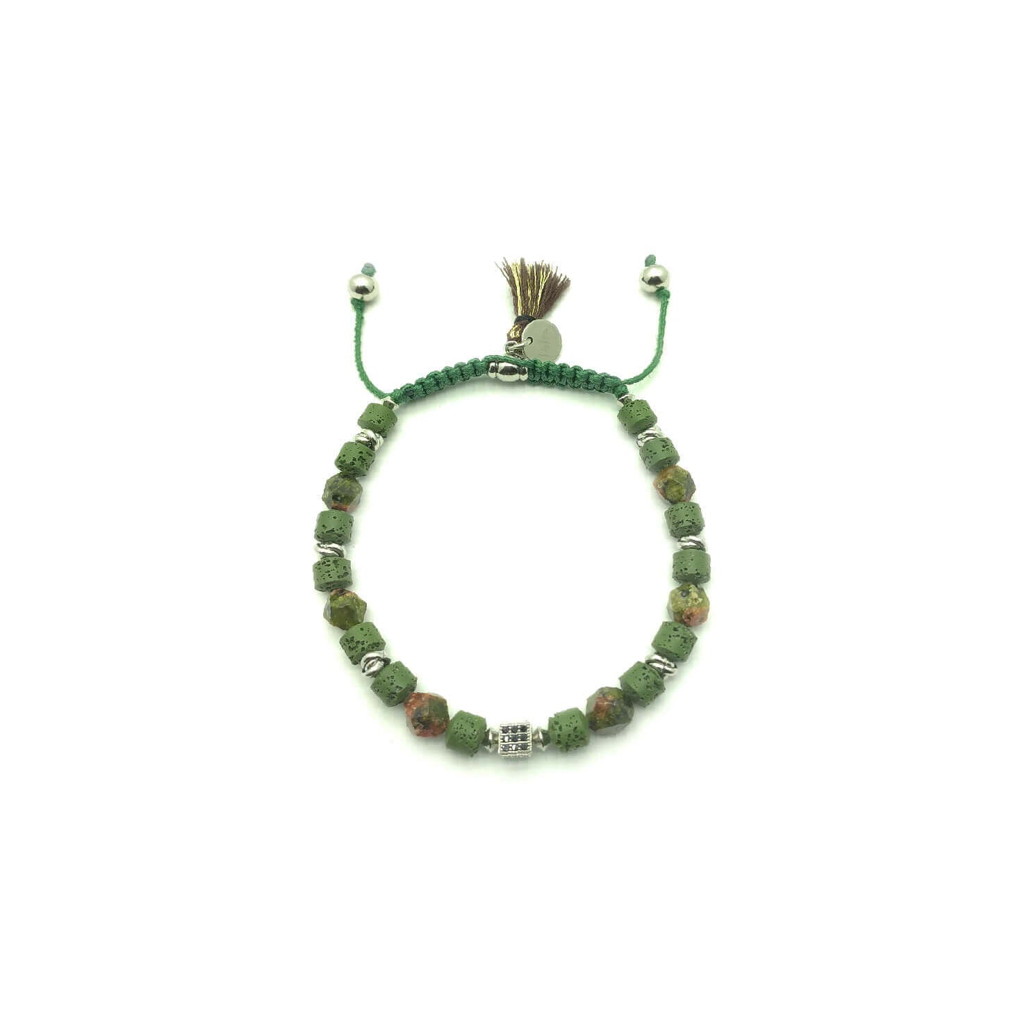 TaRa Keval Bracciale con Argento 925% Avventurina Pietra Lavica bracciale tibetano pietre naturali argento fatto a mano in Italia on line e in centro a Este da Gioielli D'Este
