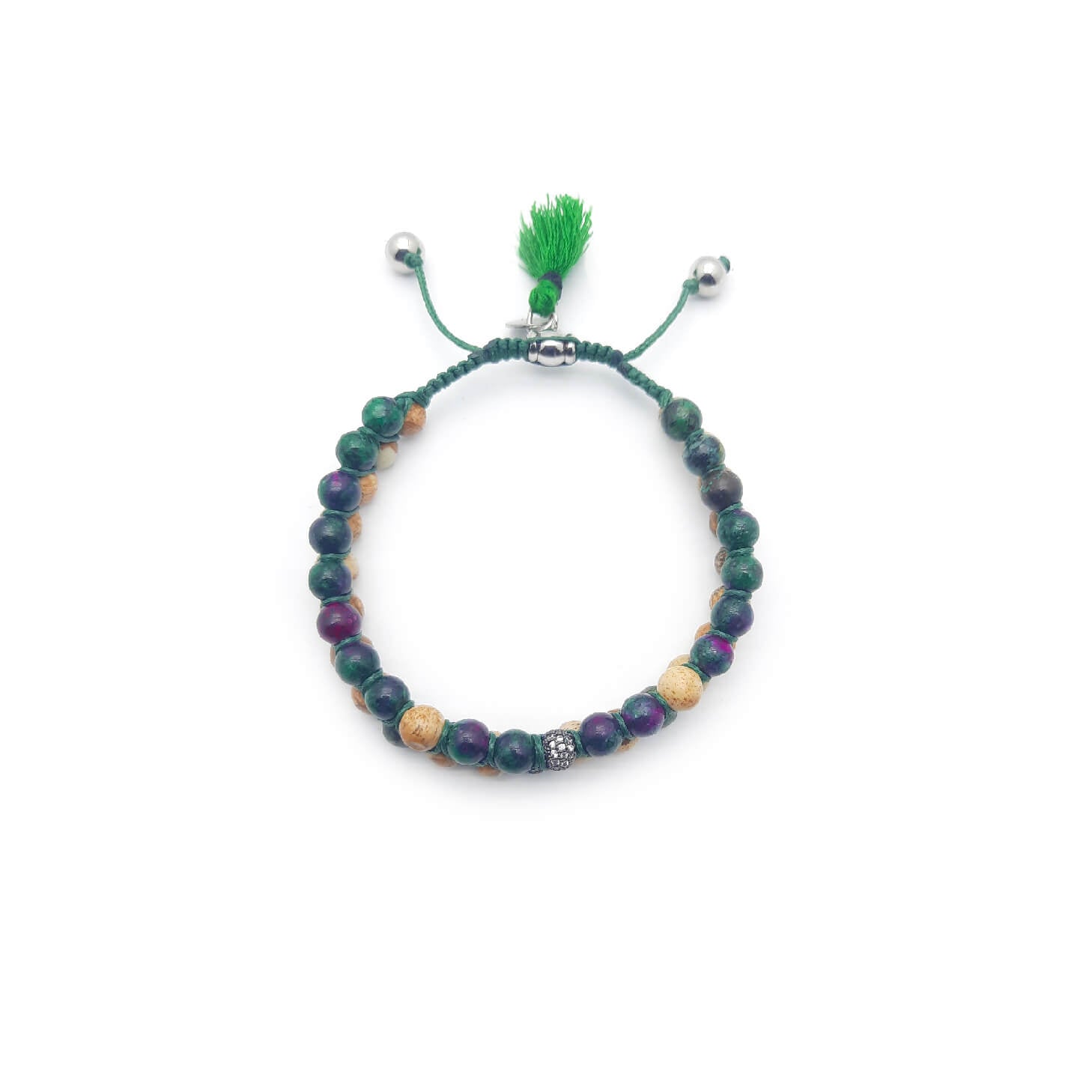 TaRa Ek saaht Bracciale con Paesina e Rubizoisite bracciale tibetana pietre naturali fatto a mano in Italia Uomo negozio a Este e on-line