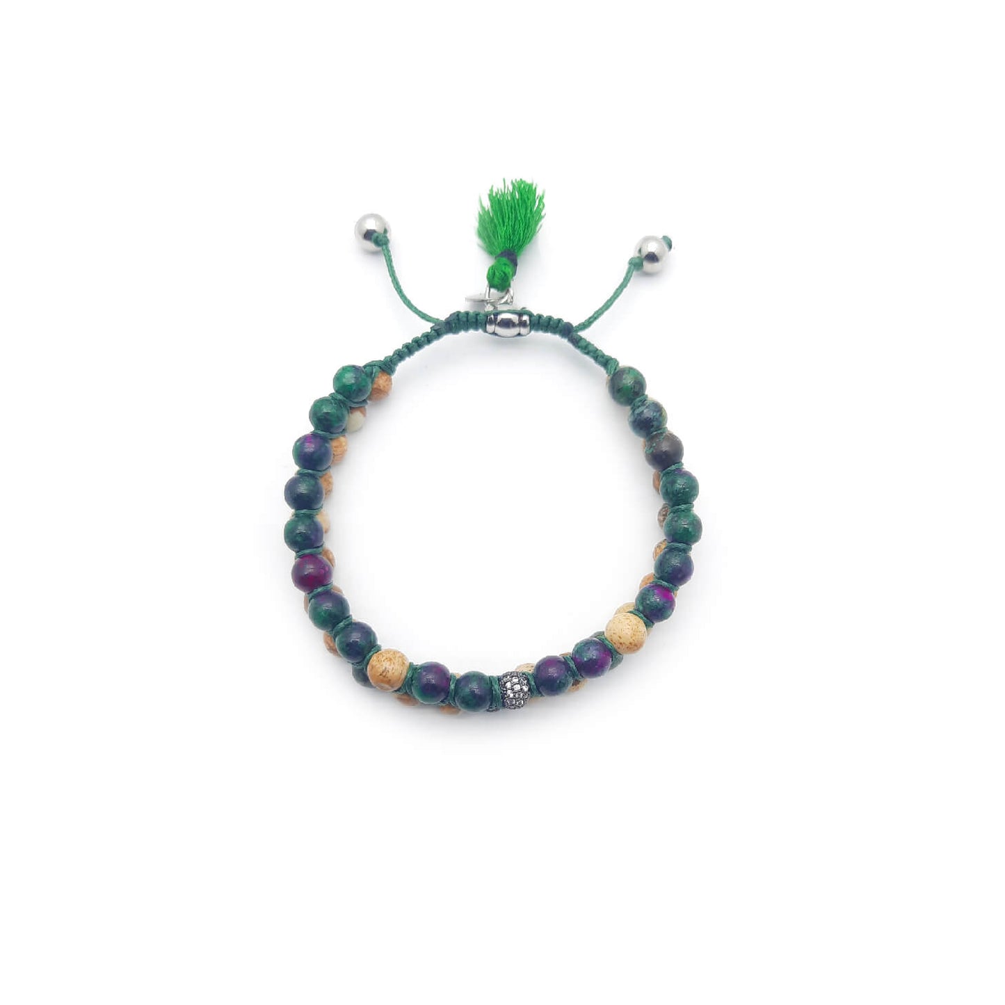 TaRa Ek saaht Bracciale con Paesina e Rubizoisite bracciale tibetana pietre naturali fatto a mano in Italia Uomo negozio a Este e on-line