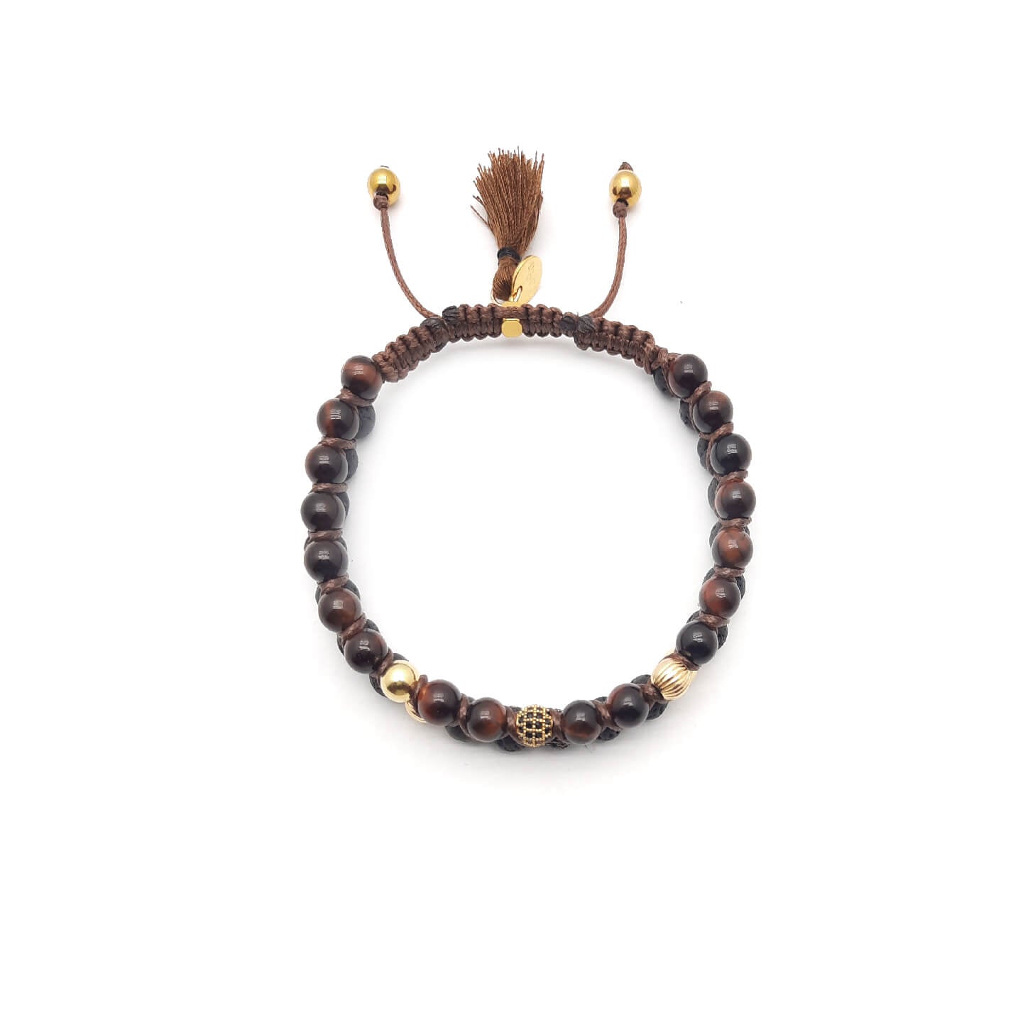 TaRa Ek saaht -Bracciale con Argento 925% Occhio di tigre Pietra Lavica bracciale tibetano pietre naturali argento fatto a mano in Italia