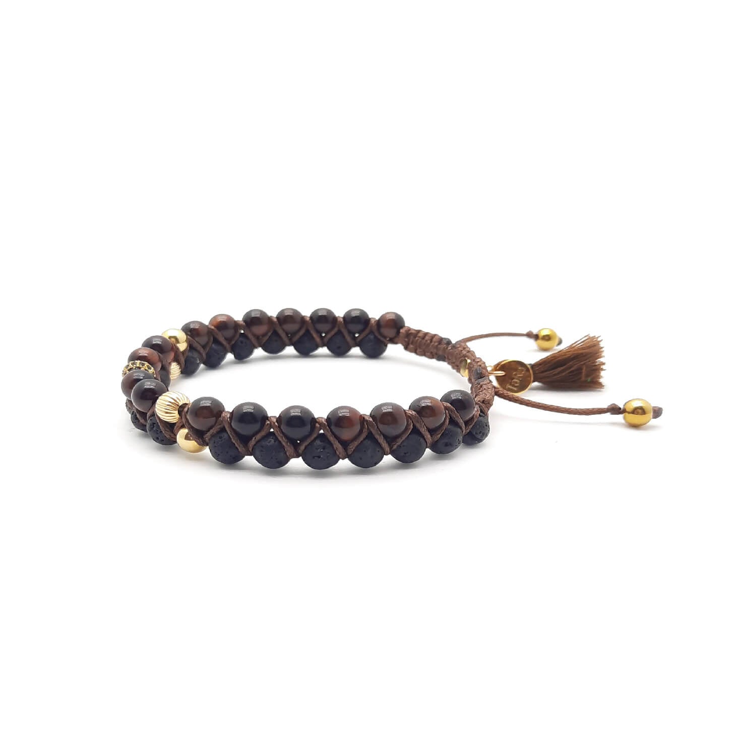 TaRa Ek saaht -Bracciale con Argento 925% Occhio di tigre Pietra Lavica bracciale tibetano pietre naturali argento fatto a mano in Italia