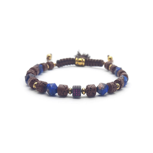 TaRa Keval Bracciale con Diaspro Pietra Lavica cristallo in argento 925% bracciale tibetano pietre naturali fatto a mano in Italia on line e in centro a Este da Gioielli D'Este