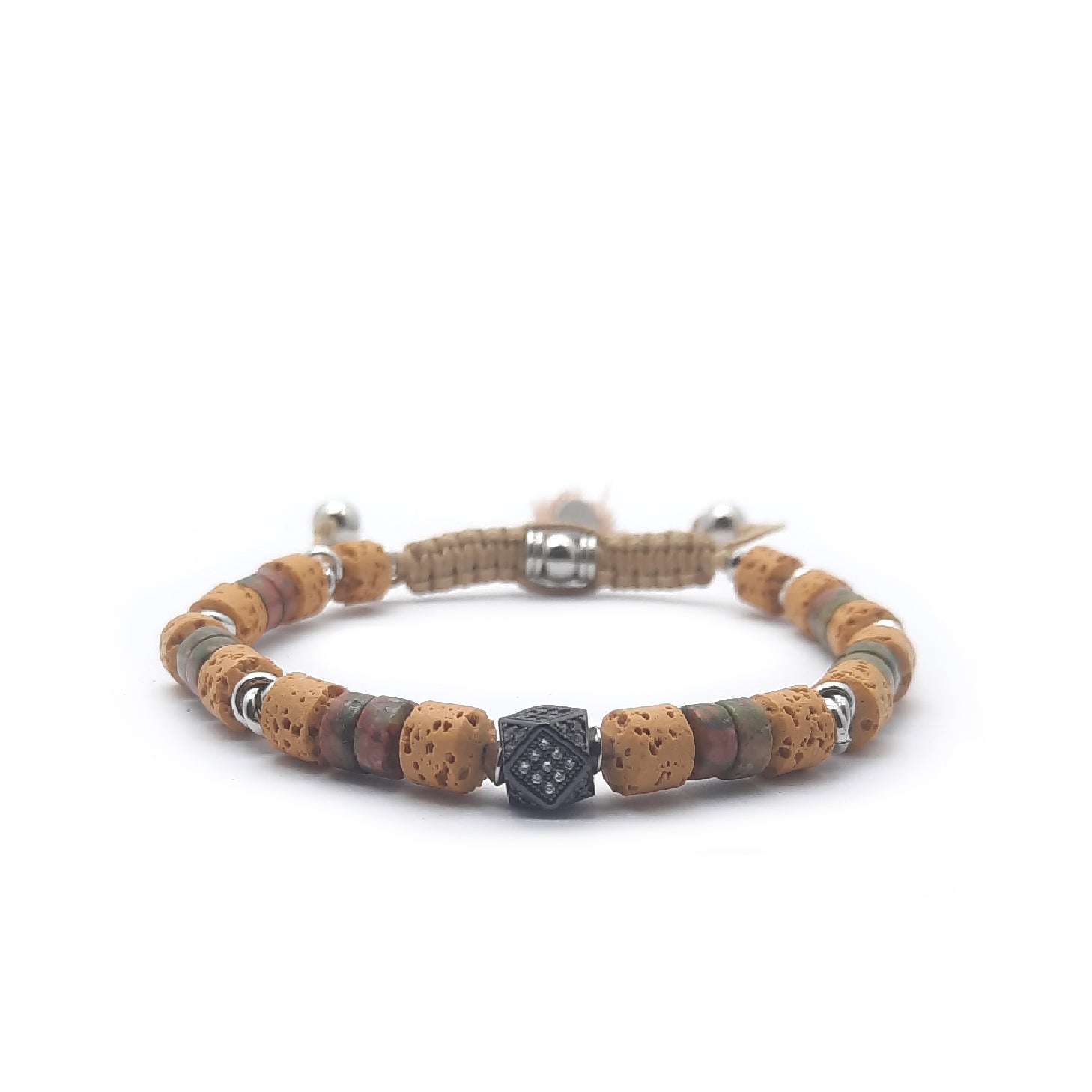 Keval Bracciale Pietra Lavica e Diaspro