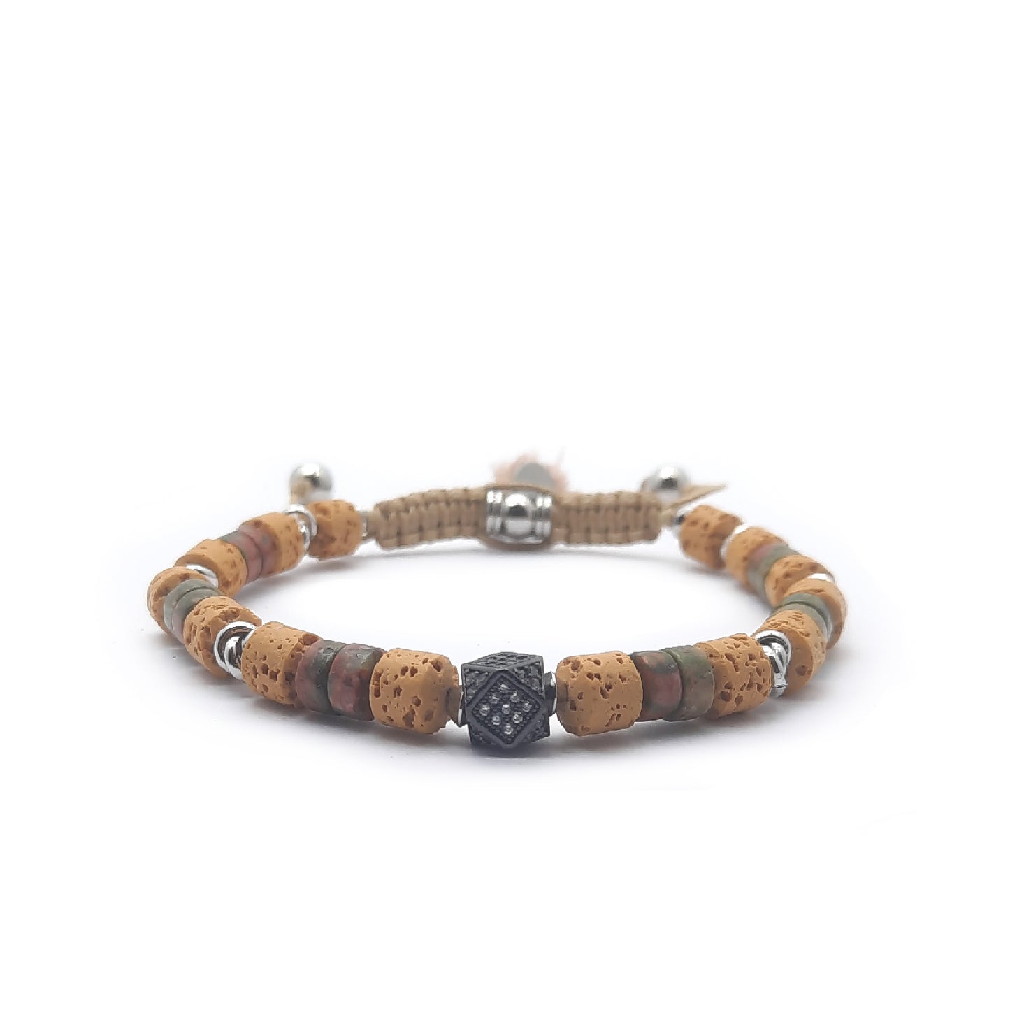 Keval Bracciale Pietra Lavica e Diaspro