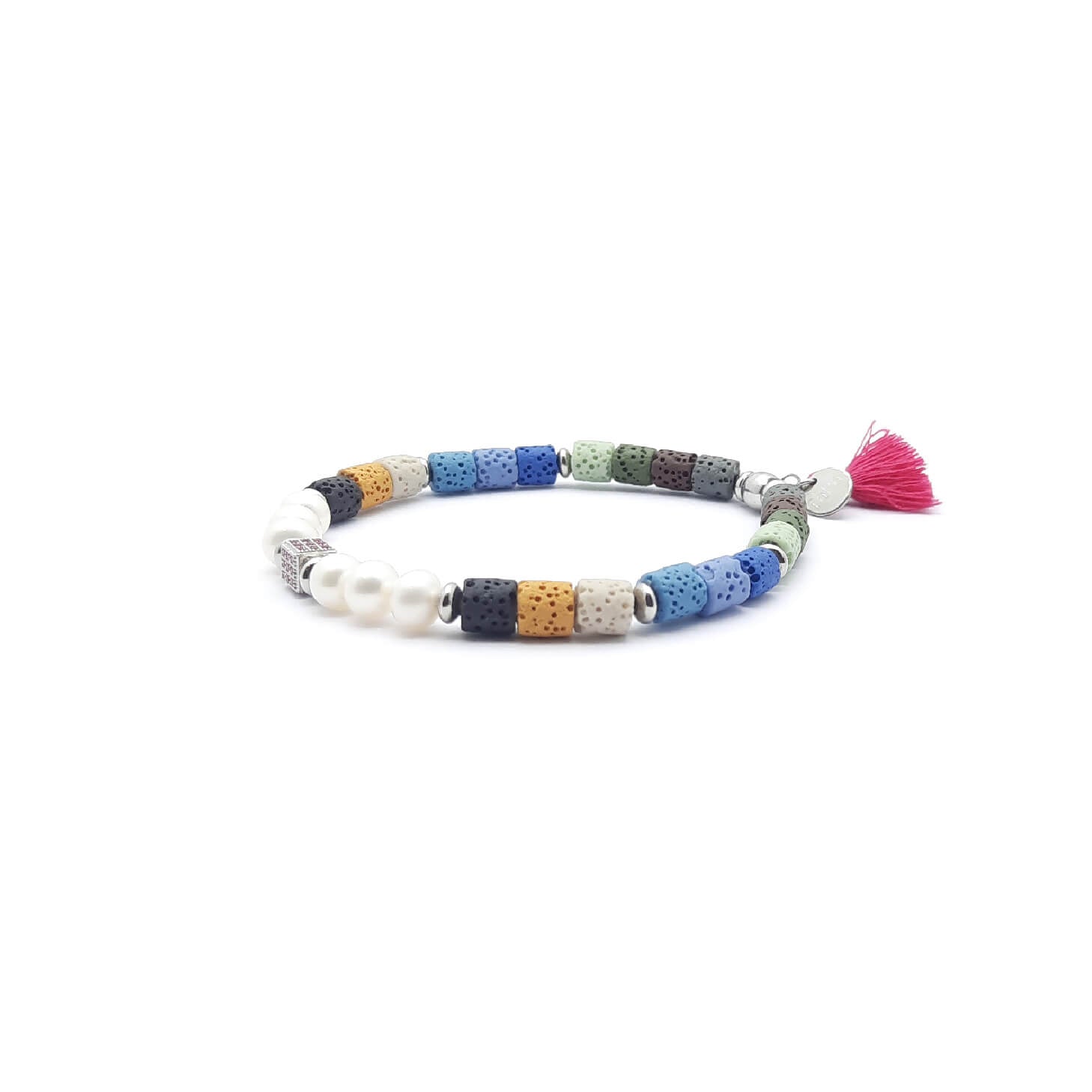 Bracciale TaRa pietra lavica e perle