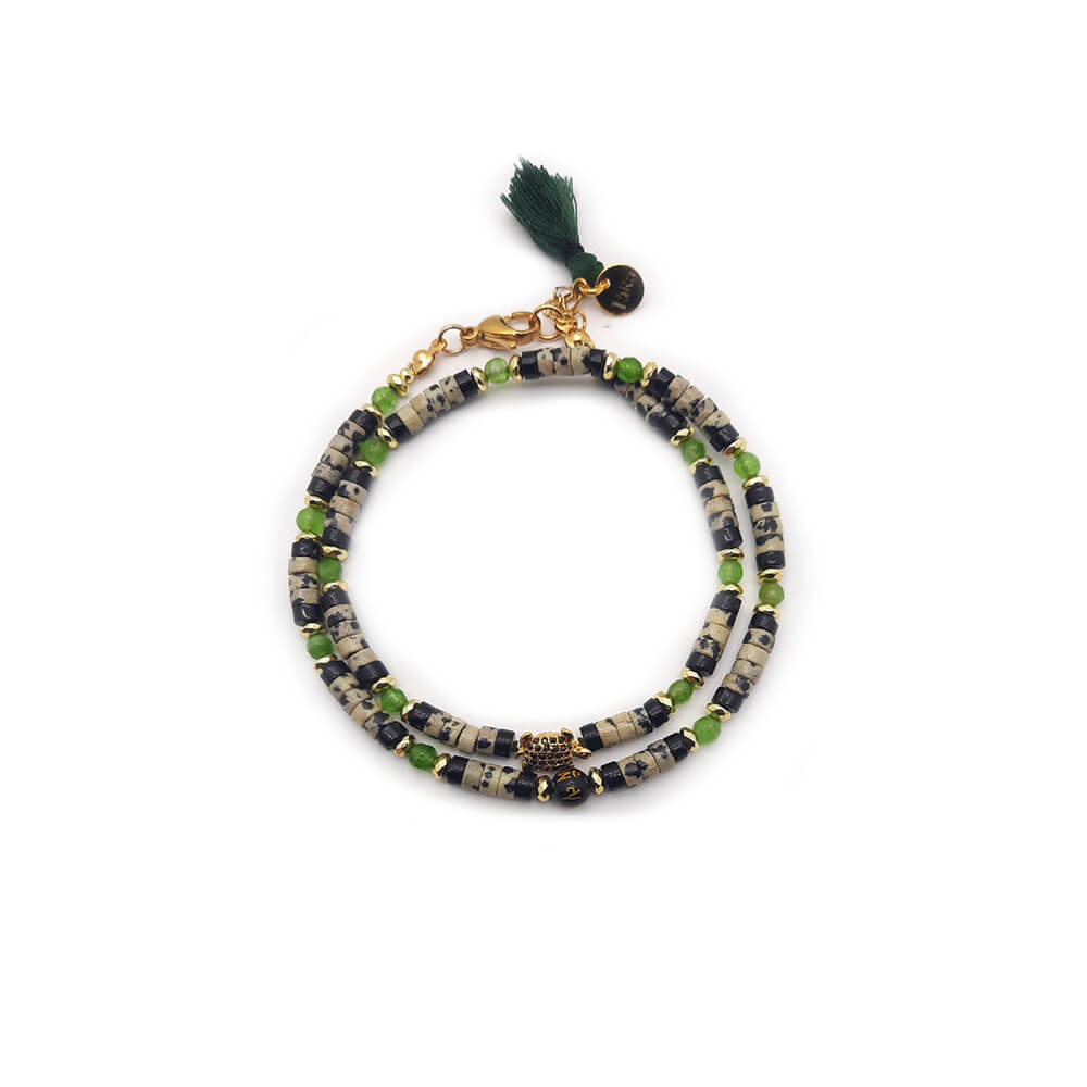 Dàimào-Bracciale con diaspro dalmata e onice