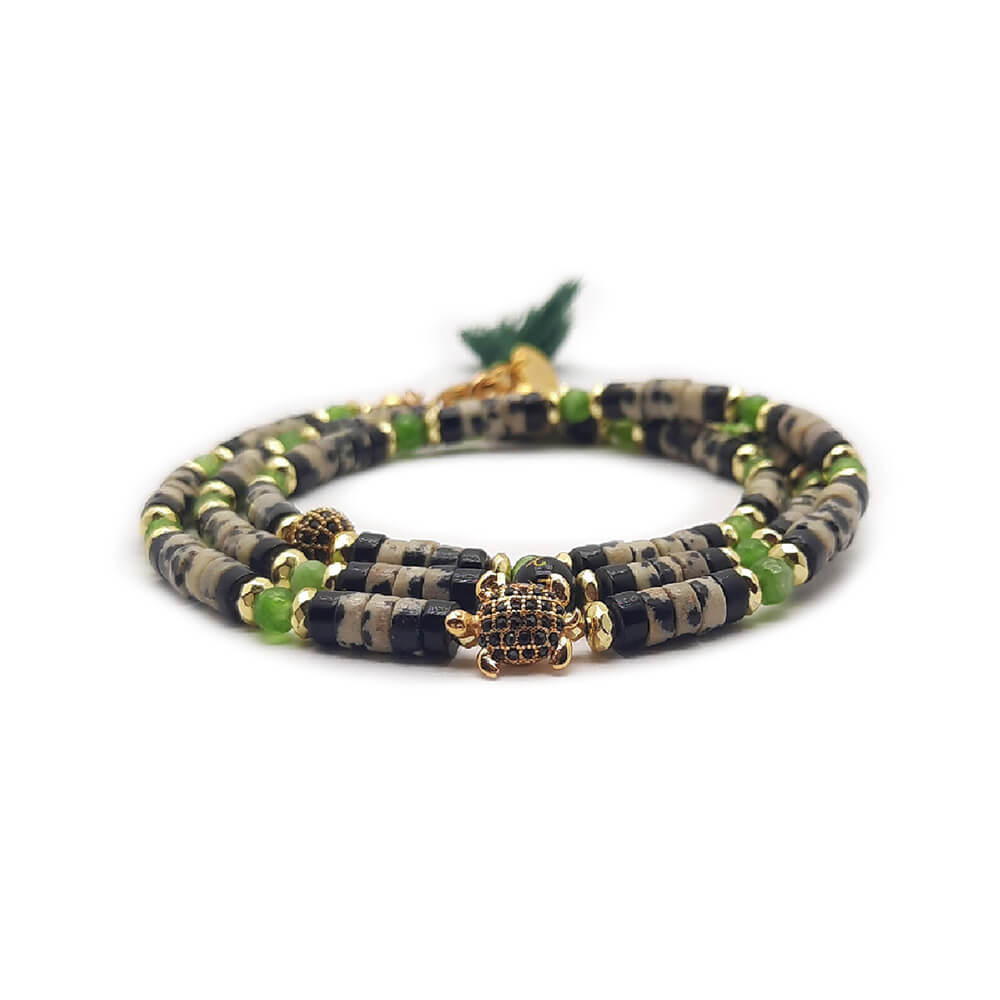Dàimào-Bracciale con diaspro dalmata e onice