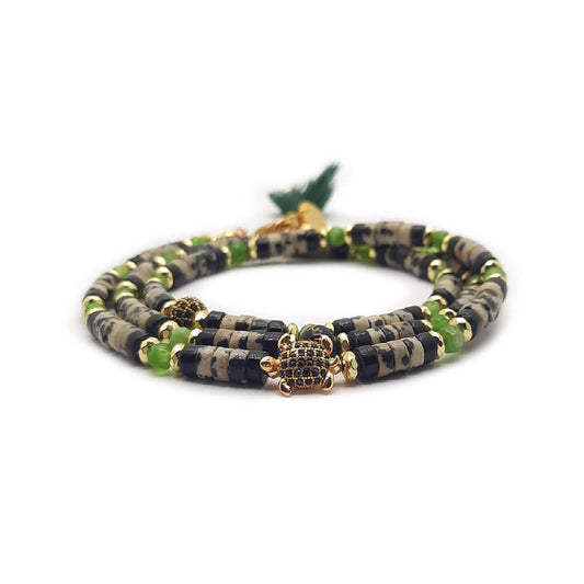 Dàimào-Bracciale con diaspro dalmata e onice