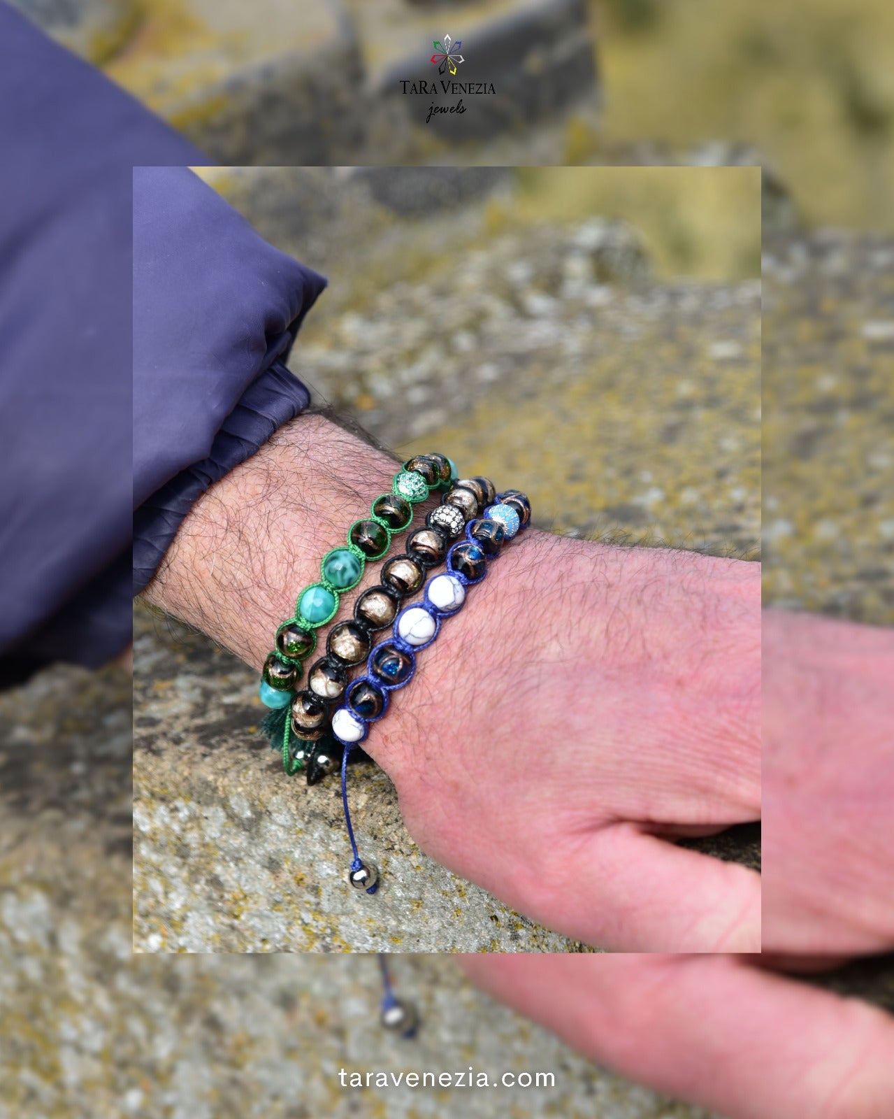 Lung-Ta Bracciale Argento 925% Vetro sommerso Murano