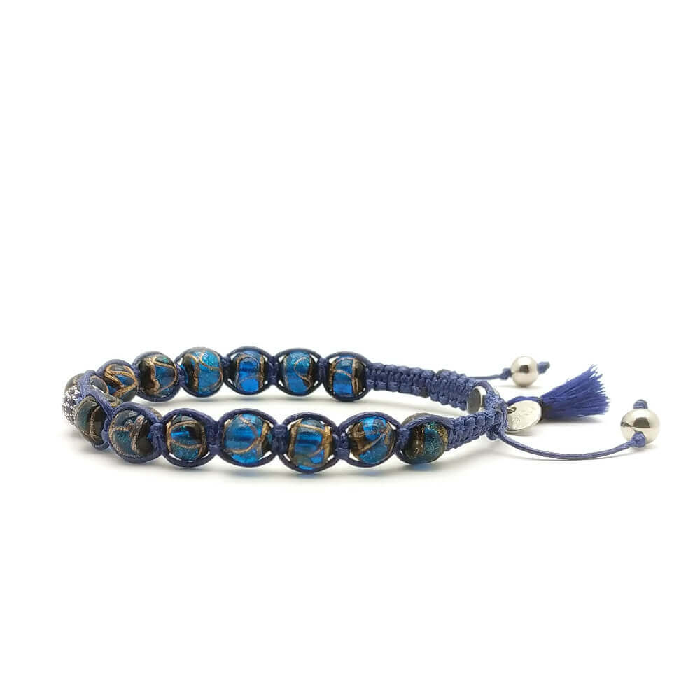 TaRa Lung-Ta Bracciale con Argento 925% Vetro sommerso tibetano fatto a mano in Italia on line e in centro a Este da Gioielli D'Este